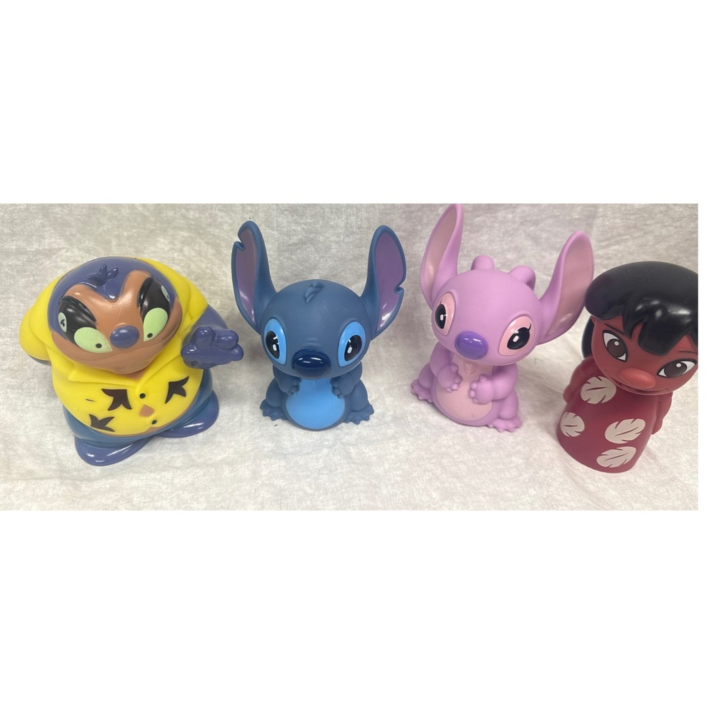Disney Lilo and Stitch Vinyl Figure/Bath Set Stitch Angel Lilo Jumba 4 Piece Lot